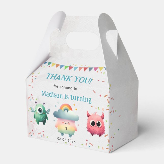 Kleine Monster-Geburtstagsparty Geschenkschachtel (Vorderseite)