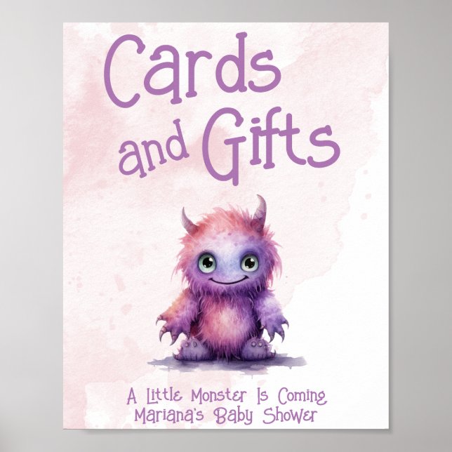 Kleine Monster Girl Babyduschkarten & Geschenke Poster (Vorne)