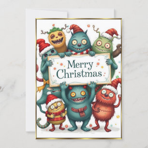 Kleine Monster Weihnachten sehr schönes Party 2 Einladung