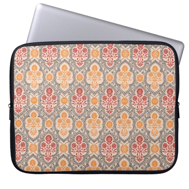 KLEINE MUGHAL BLUME PATTERN-DESIGN HINTERGRUNDKUNS LAPTOPSCHUTZHÜLLE (Vorderseite)