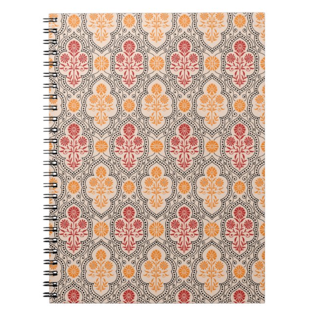 KLEINE MUGHAL BLUME PATTERN-DESIGN HINTERGRUNDKUNS NOTIZBLOCK (Vorderseite)