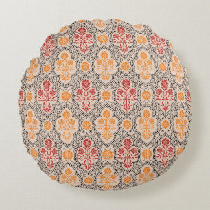 KLEINE MUGHAL BLUME PATTERN-DESIGN HINTERGRUNDKUNS RUNDES KISSEN