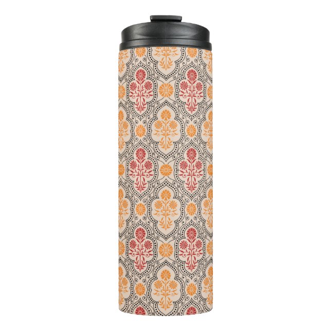 KLEINE MUGHAL BLUME PATTERN-DESIGN HINTERGRUNDKUNS THERMOSBECHER (Vorderseite)