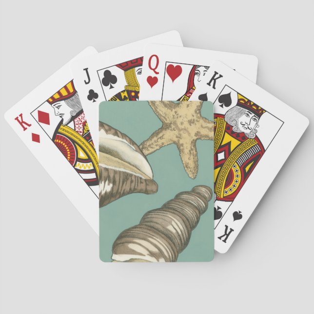 Kleine Muschel Trio auf Aquamarin Spielkarten (Rückseite)