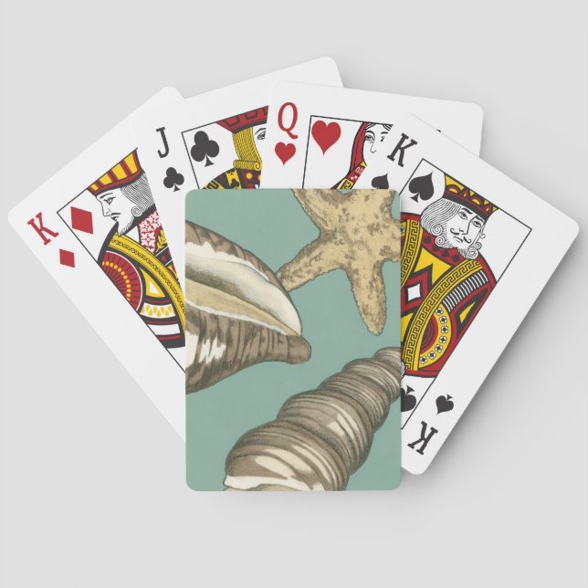 Kleine Muschel Trio auf Aquamarin Spielkarten (Rückseite)