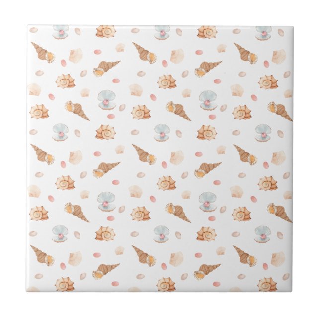 Kleine Muscheln Nahtlose Muster Keramik Tile Fliese (Vorderseite)