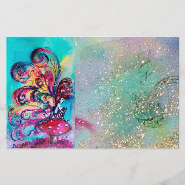 KLEINE MUSCHRÄUME IN GOLD BLAUE GLITZERN BRIEFPAPIER (Vorderseite)