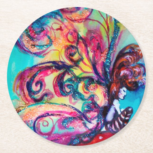 KLEINE MUSHÖMCHEN RUNDER PAPPUNTERSETZER (Vorderseite)