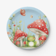 Kleine Mushroom Toadstool Frog Blue Baby Dusche