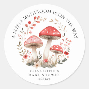 Kleine Mushroom-Wildblumen Kinderdusche rund Runder Aufkleber