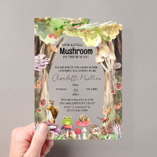 Kleine Mushroom Woodland Forest Fall Baby Dusche Acryleinladungen