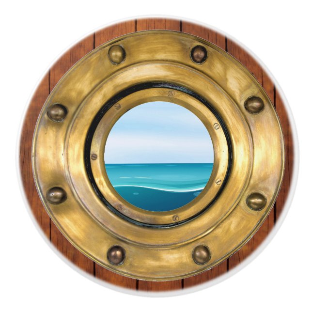 Kleine Nautische Porthole-Schubknöpfe Keramikknauf (Vorderseite)