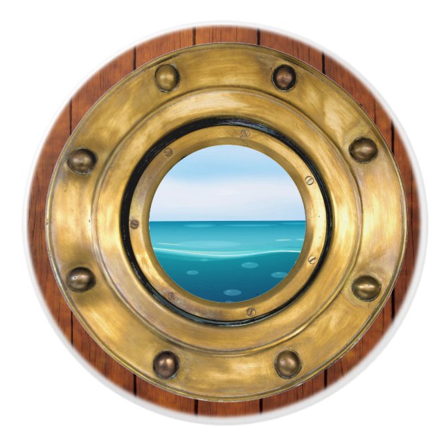 Kleine Nautische Porthole-Schubknöpfe Keramikknauf (Vorderseite)