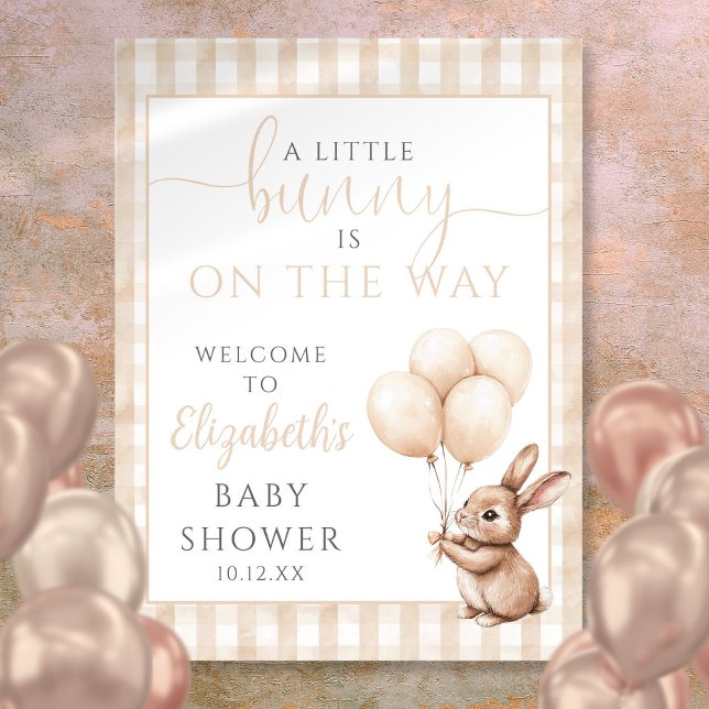 Kleine, neutrale Babydusche Begrüßungszeichen Poster (Little Bunny Neutral Baby Shower Welcome Sign)