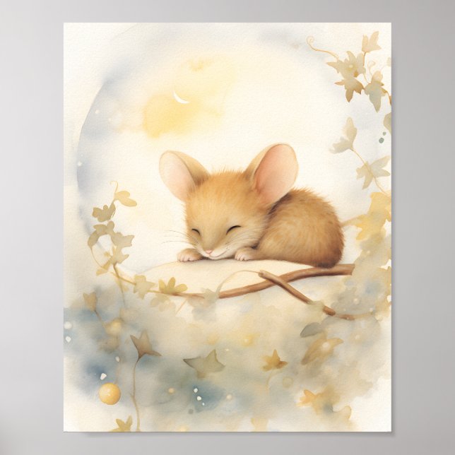 Kleine niedliche Babymaus schlafend Poster (Vorne)