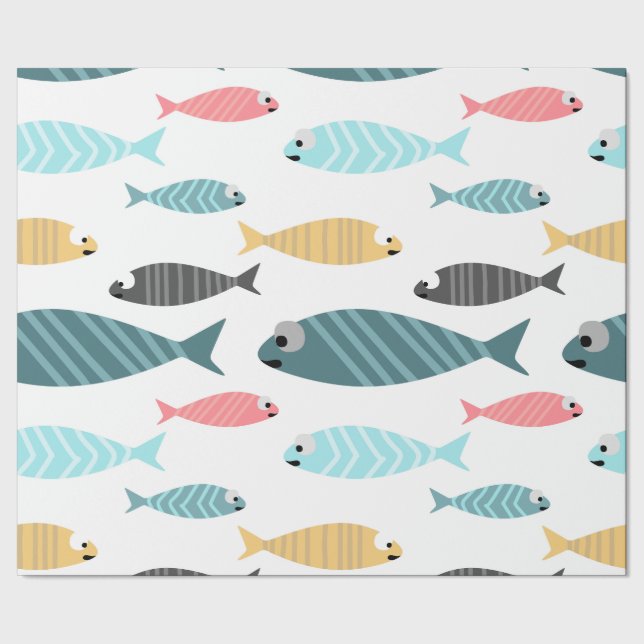 Kleine, niedliche Fischdekoration Geschenkpapier (Saum)
