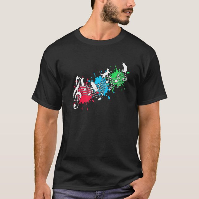 Kleine Niedliche, lebendige Musikkatzen und Kätzch T-Shirt (Vorderseite)