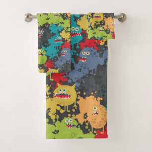 Kleine niedliche lustige Monster Badhandtuch Set