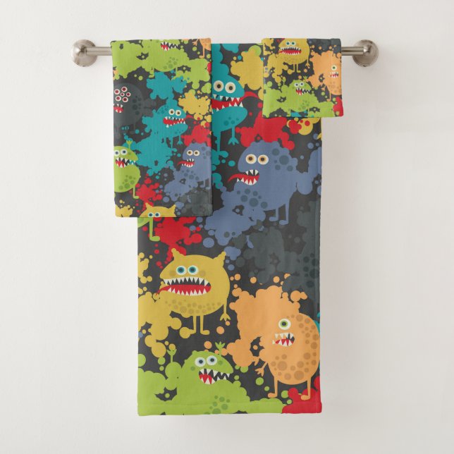 Kleine niedliche lustige Monster Badhandtuch Set (Insitu)