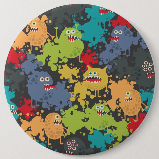 Kleine niedliche lustige Monster Button (Vorderseite)