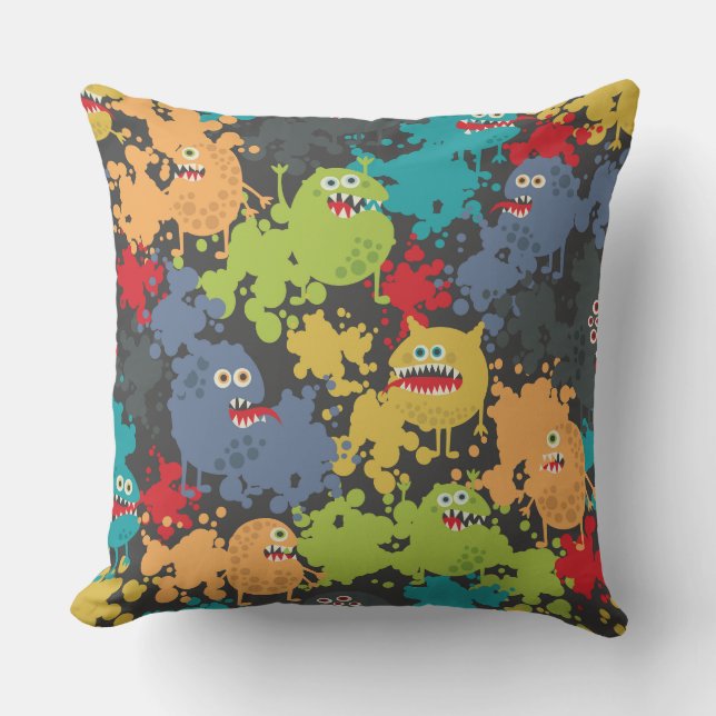 Kleine niedliche lustige Monster Kissen (Vorderseite)