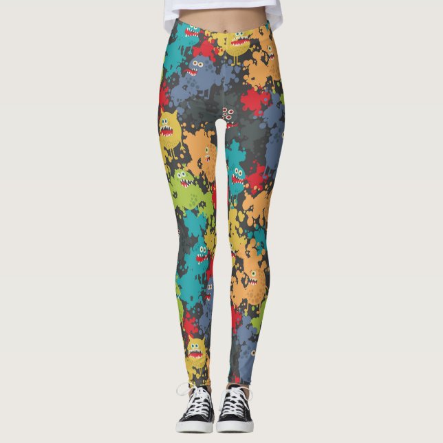 Kleine niedliche lustige Monster Leggings (Vorderseite)
