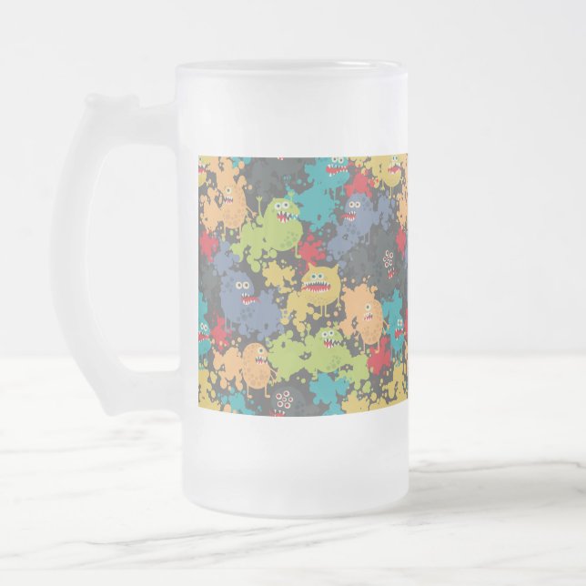 Kleine niedliche lustige Monster Mattglas Bierglas (Links)