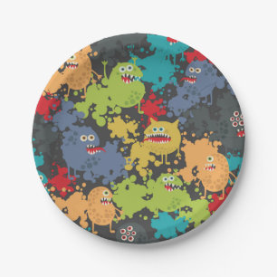 Kleine niedliche lustige Monster Pappteller