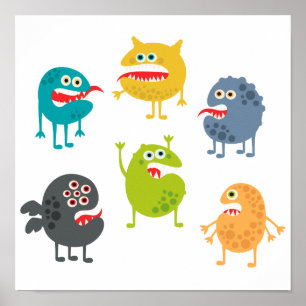Kleine niedliche lustige Monster Poster