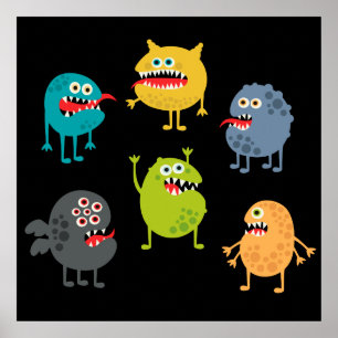 Kleine niedliche lustige Monster Poster