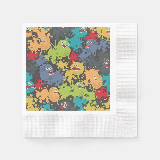 Kleine niedliche lustige Monster Serviette (Vorderseite)