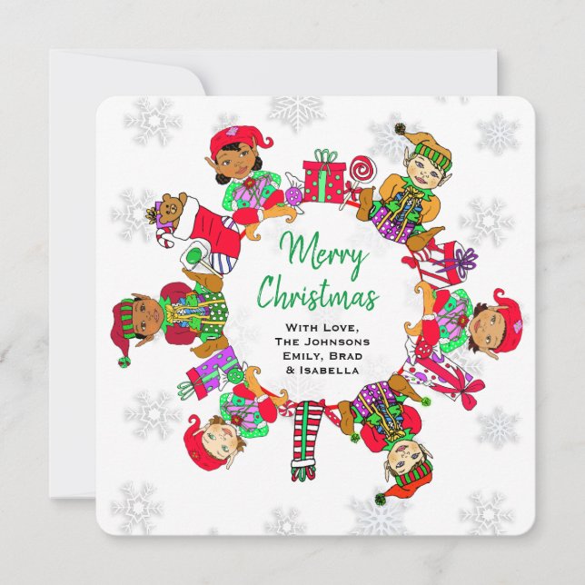 Kleine Niedliche Whimsical Elves Karte (Vorderseite)