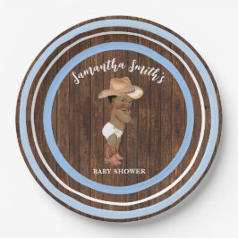 Kleine OM Baby Cowboy Western Blue Baby Dusche Pappteller