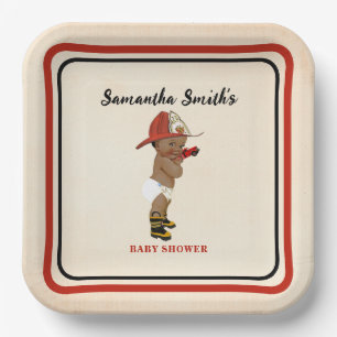 Kleine OM Baby Firefighter Kinderdusche Red. Pappteller