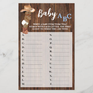 Kleine OM Cowboy Baby ABC Baby Shower Game Card Flyer