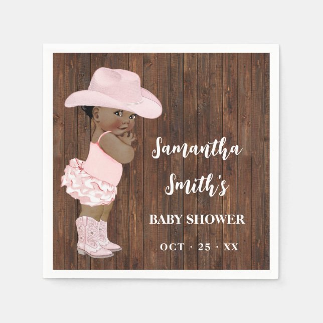 Kleine OM Cowgirl Western Baby Dusche Party Dekora Serviette (Vorderseite)