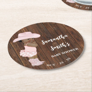 Kleine OM Cowgirl Western Baby Dusche Round Papa Runder Pappuntersetzer