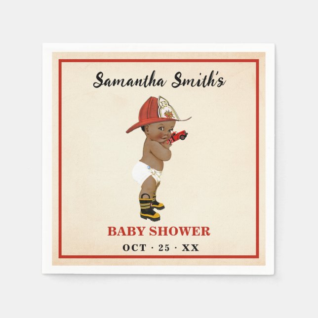 Kleine OM Feuerwehrmann Baby Dusche Party Dekorati Serviette (Vorderseite)