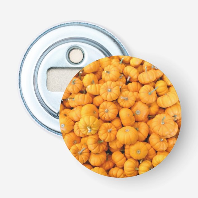 Kleine Orange Fall Harvest Pumpkins Flaschenöffner (Vorderseite)