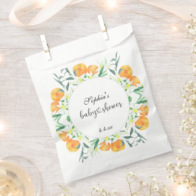 Kleine orangefarbene Babydusche Geschenktütchen (Ausgeschnitten)