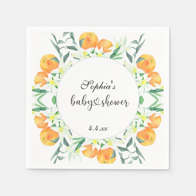 Kleine orangefarbene Babydusche Serviette (Vorderseite)