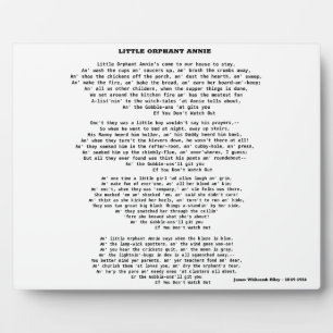 KLEINE ORPHANT ANNIE POEM PLAQUE FOTOPLATTE