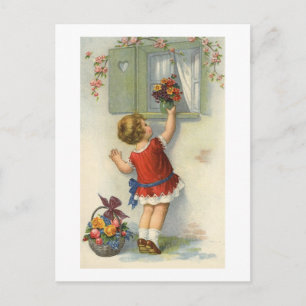 Kleine Orte Blume Bouquet auf Fensterbank - a vi Postkarte