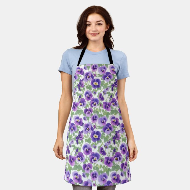 Kleine Pastell Lila Stiefmütterchen Schürze (Getragen)
