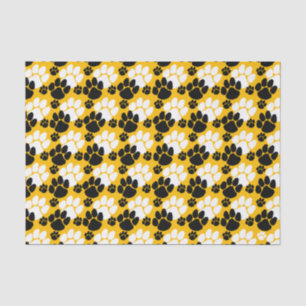 Kleine Pawprints in Schwarz und Gold Seidenpapier
