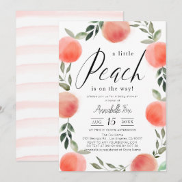 Kleine Peach Watercolor Babydusche Einladung