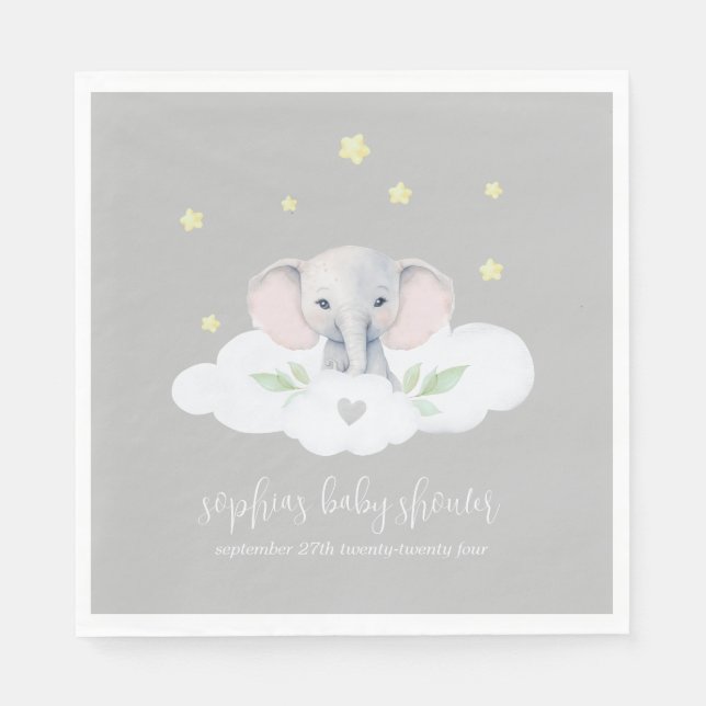 Kleine Peanut Baby Dusche Elephant Napkins Serviette (Vorderseite)
