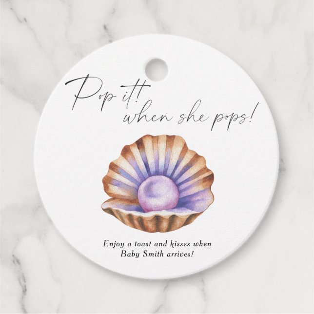 Kleine Pearl Baby Dusche - Pop! Wenn sie Pop! Geschenkanhänger (Vorderseite)