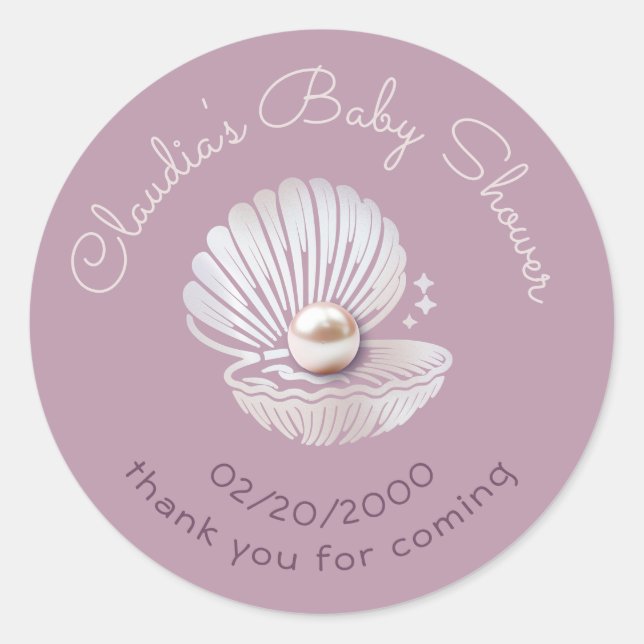 Kleine Pearl Baby Dusche Runder Aufkleber (Vorderseite)