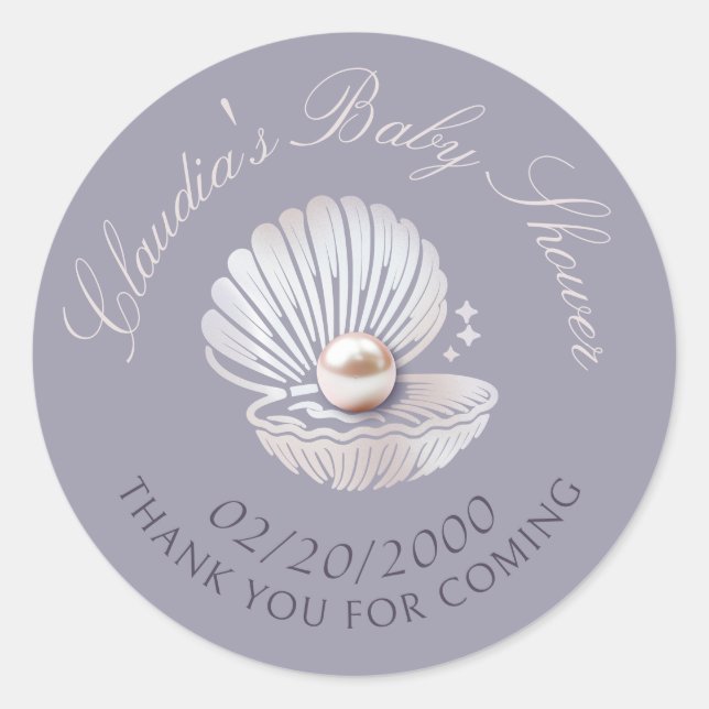 Kleine Pearl Baby Dusche Runder Aufkleber (Vorderseite)